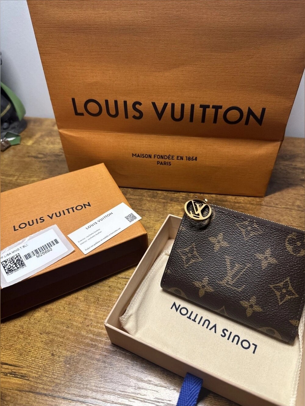 Louis Vuitton Red Compact Saffiano Trifold Wallet with Gold Hardware